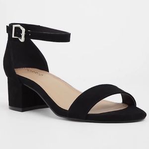 Torrid Black Faux Suede Open Block Heel 8W 8.5W 9W